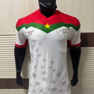 Tovio Burkina Faso 2025/26 Away Player Jersey – White Green & Red Chevron | Les Étalons AFCON Football Shirt