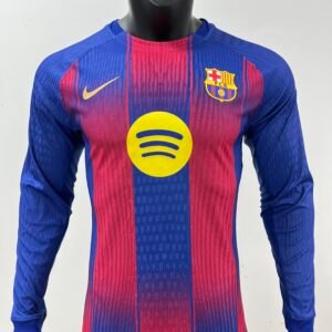The FC Barcelona 2025/26 Home Full Sleeve Player Version Jersey